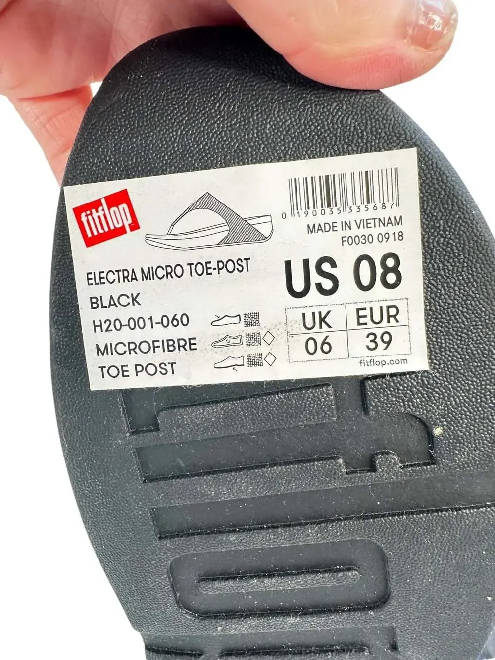 FitFlop Electra Micro Crystal Black Toe Post Wedge Comfort Sandals Womens 8